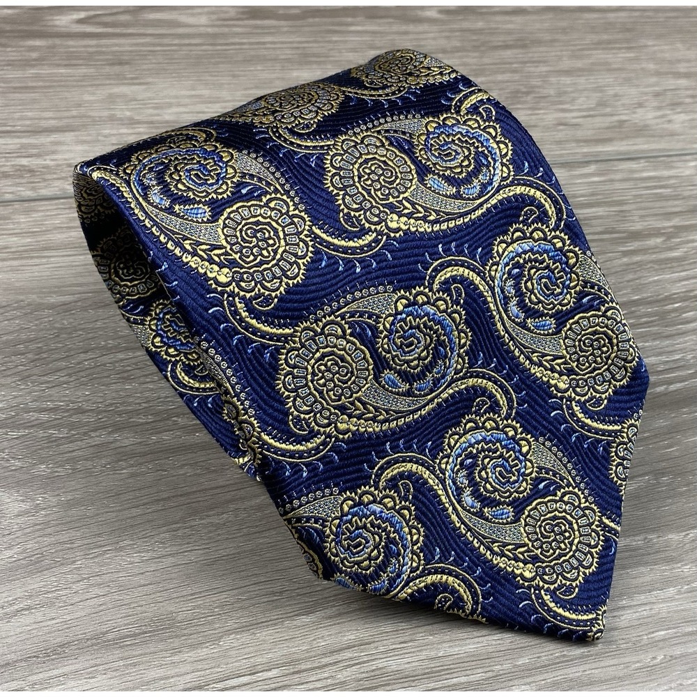 Jos A Bank Men's Signature Collection Paisley Necktie Blue 4"x58"‎